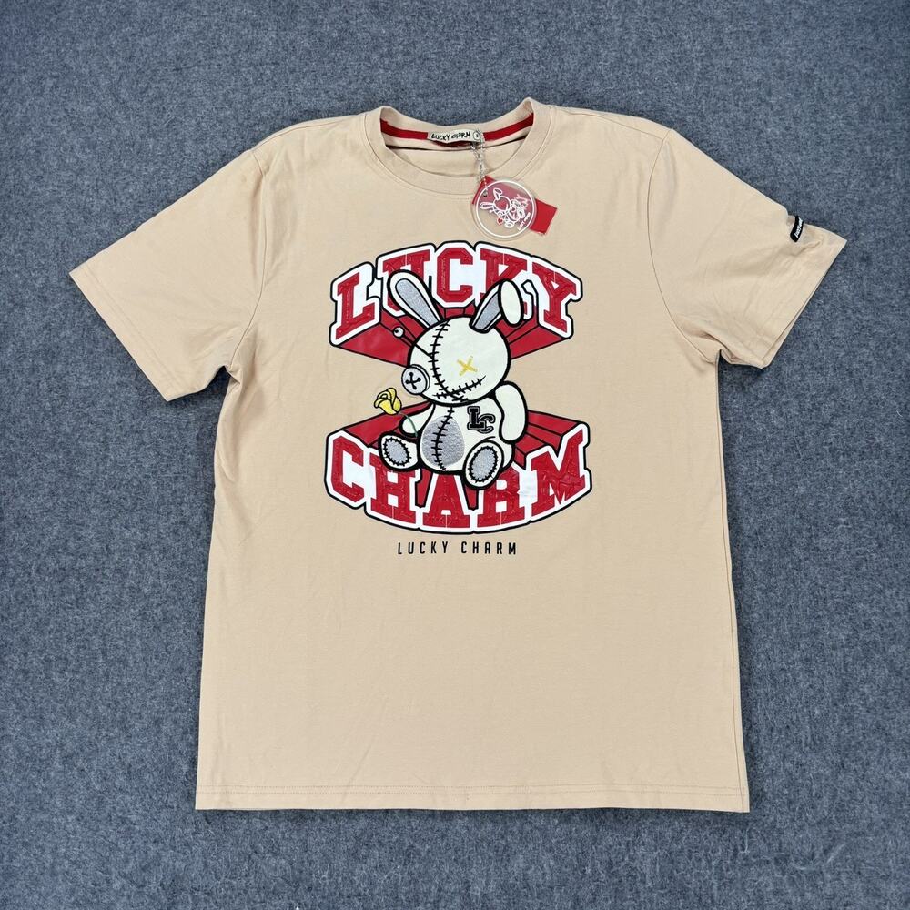BKYS Lucky Charm 3D Voodoo Bunny Graphic T-Shirt Beige Small $69 NWT